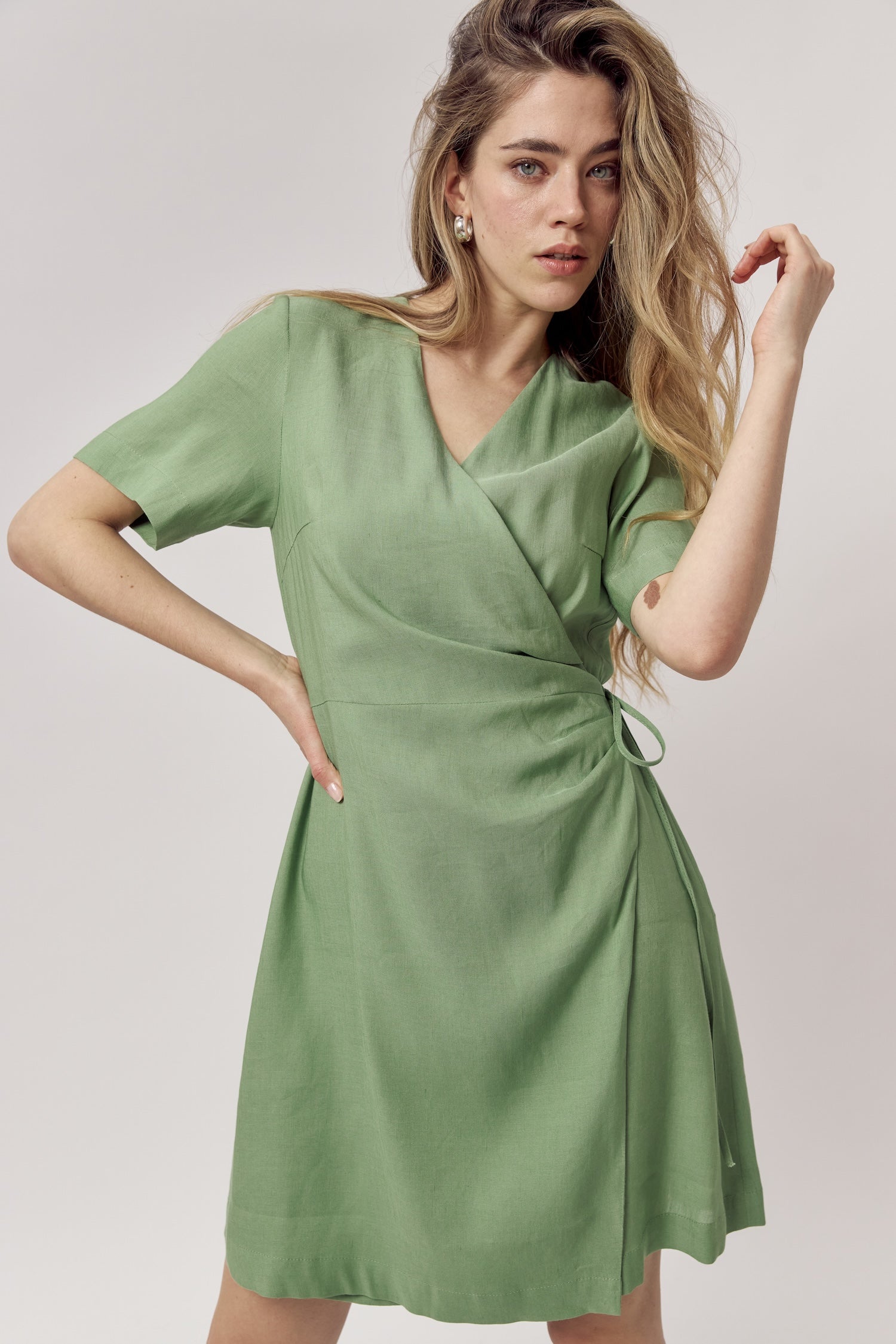 Josi Wrap Dress Soft Green