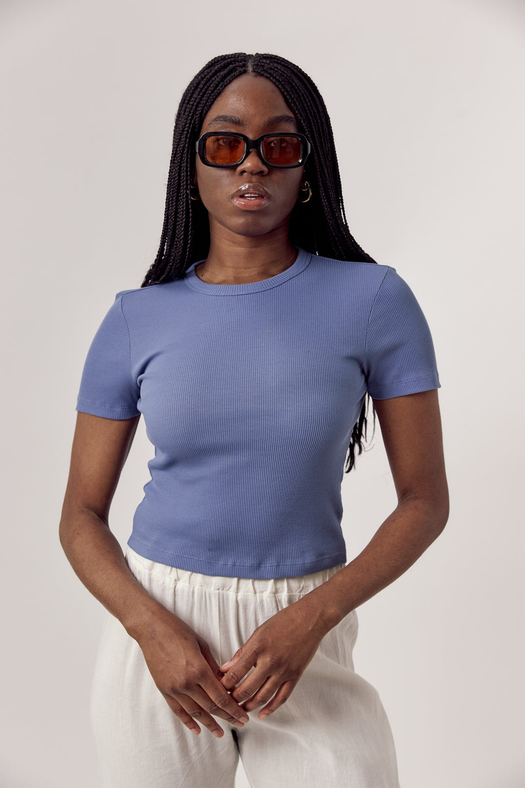 Valentina Rib Tee Dusty Blue