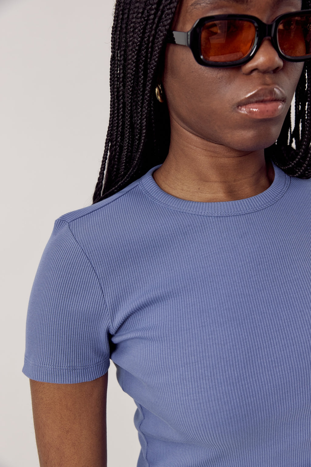 Valentina Rib Tee Dusty Blue