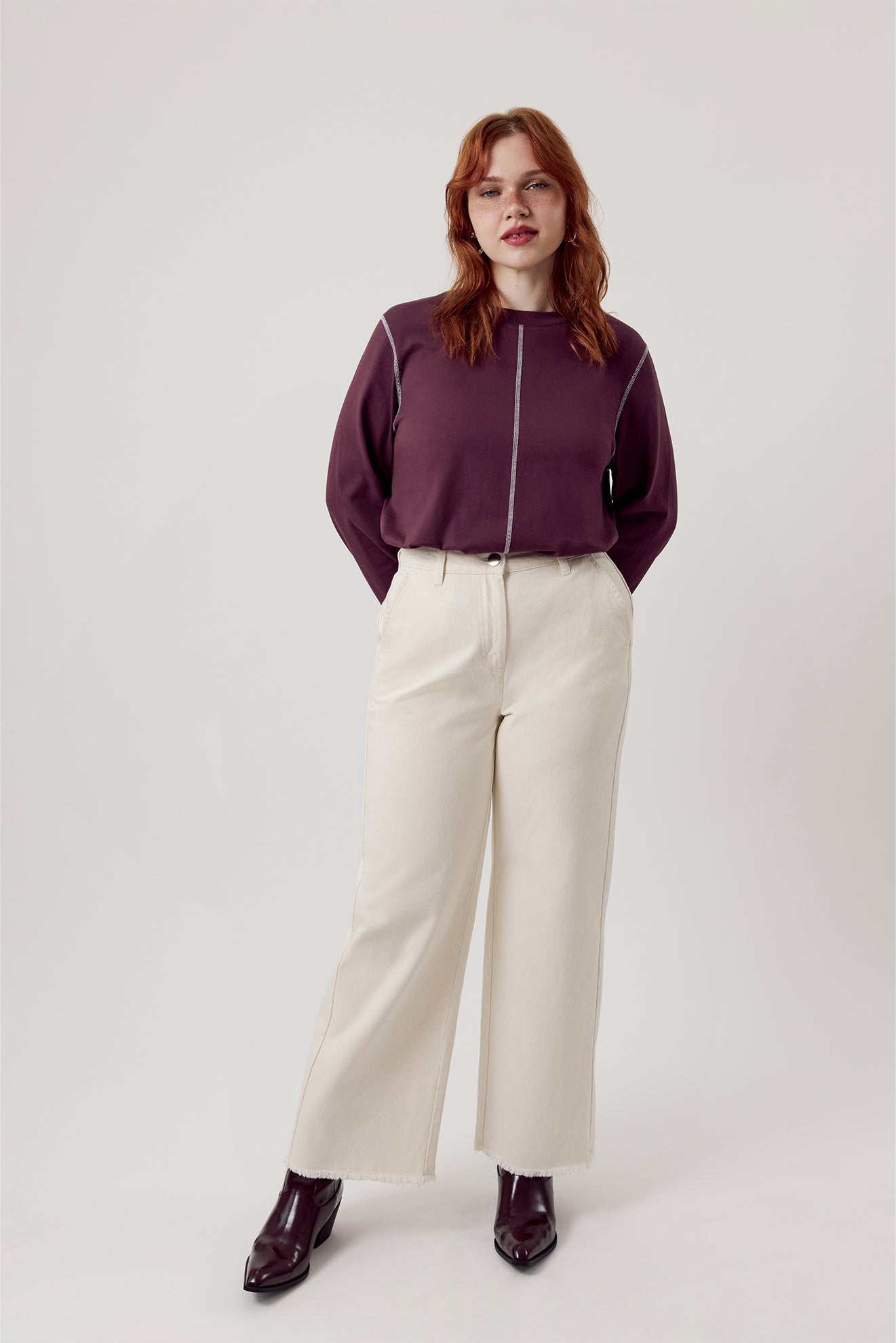 Basic Wide Leg Jeans Ecru
