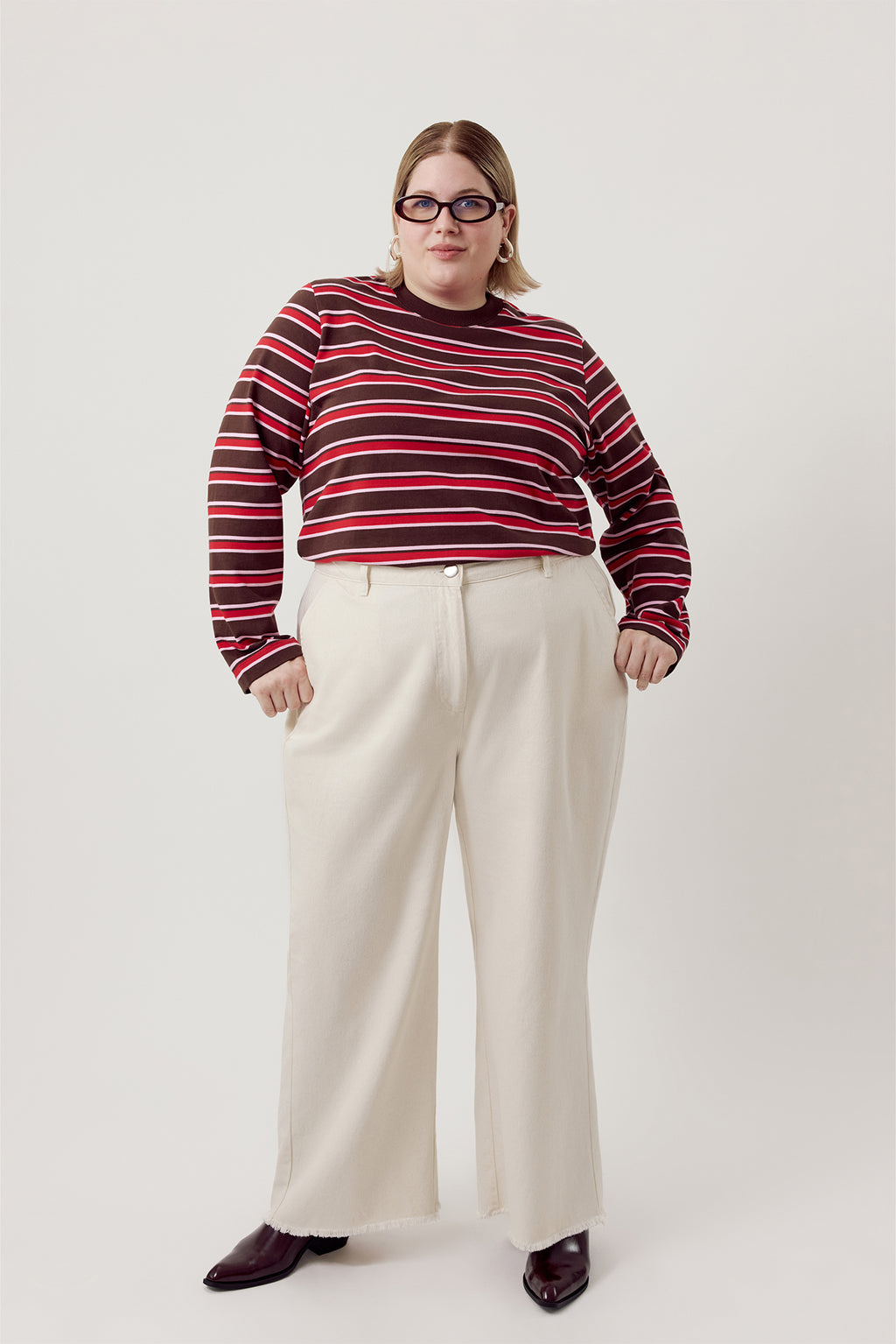 Basic Wide Leg Jeans Ecru