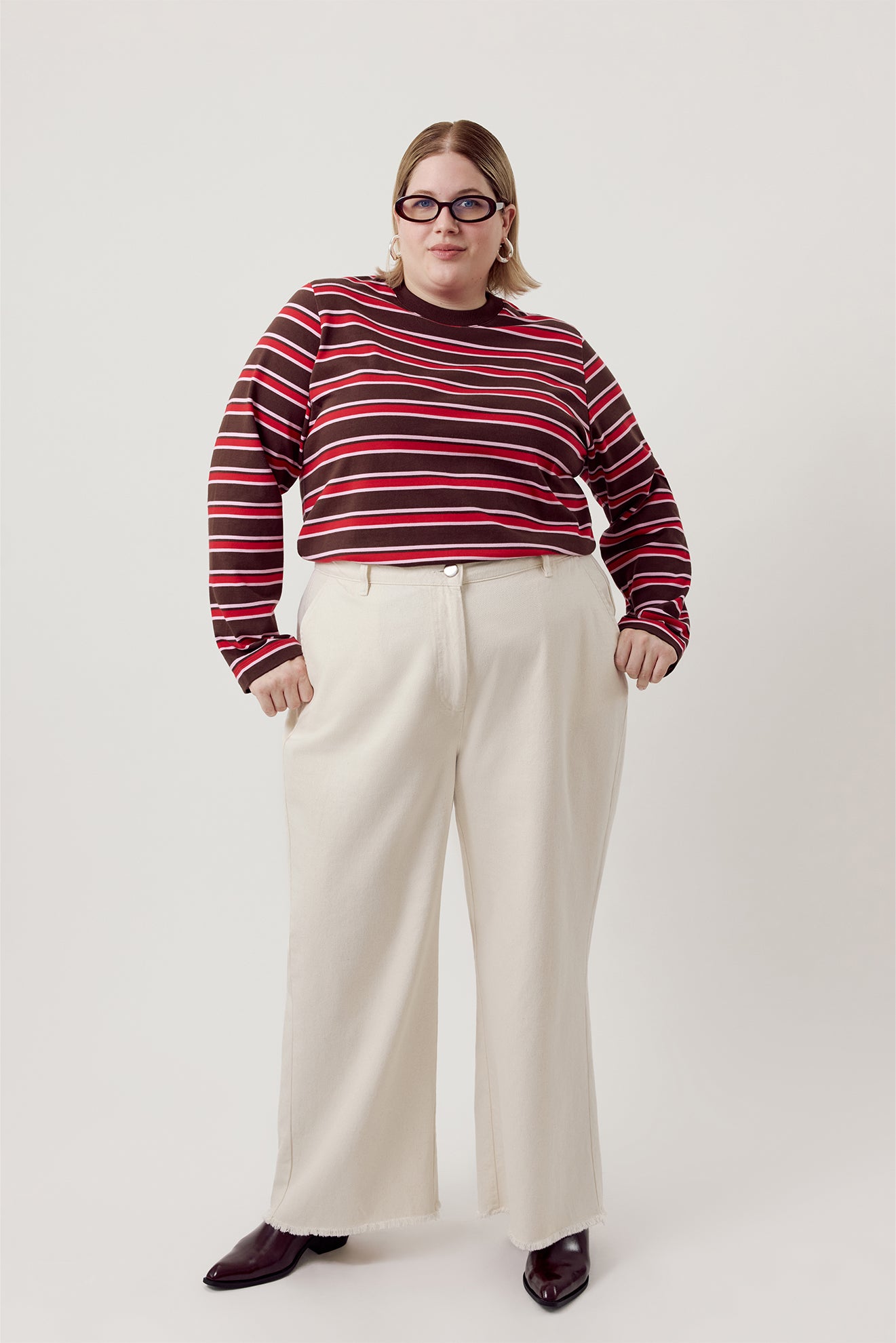 Basic Wide Leg Jeans Ecru
