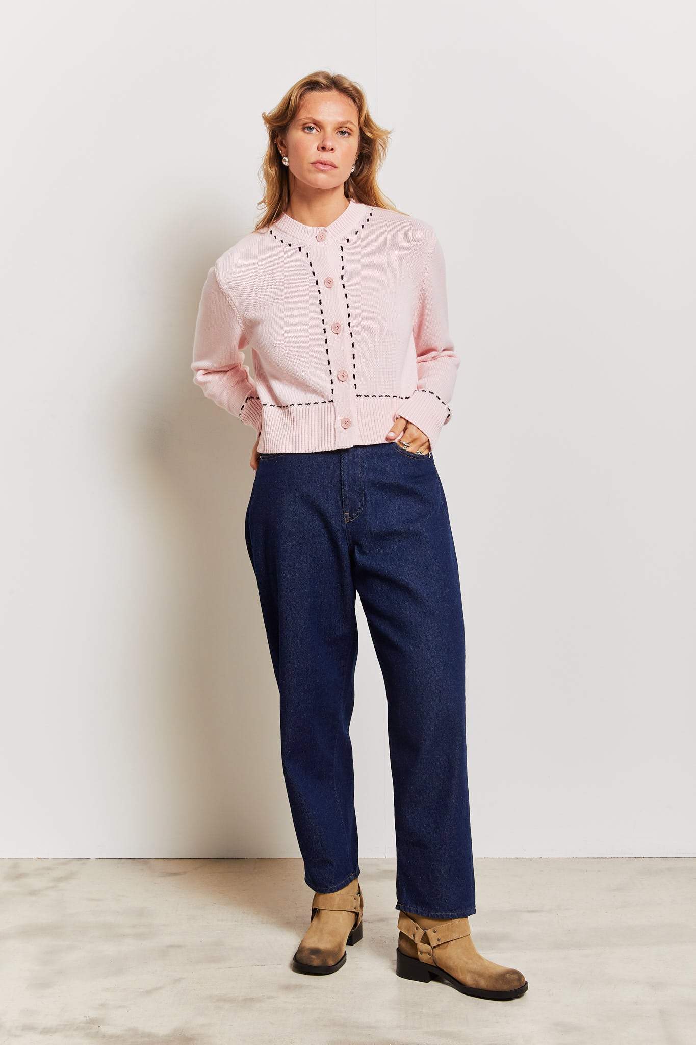 Barrel Leg High Waist Jeans Dark Blue